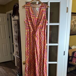 Brand New!! Soft Surroundings Multicolor Zigzag Maxi Dress